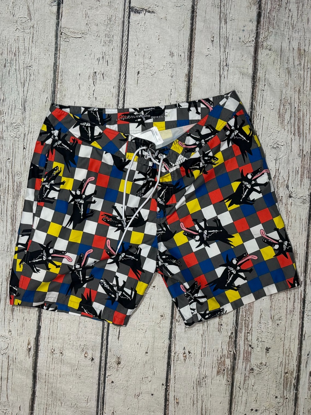 QUIKSILVER Julien David Swim Trunks Bathing Suit Dog Design Men's